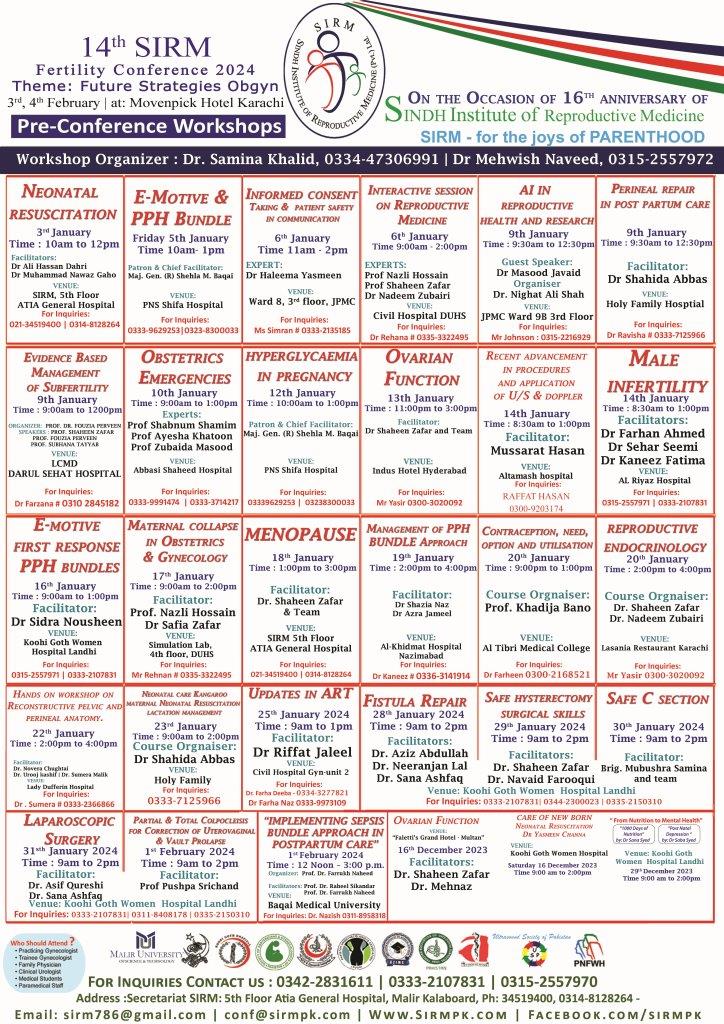 14 Fertility Conference 2024PRE-CONFERENCE WORKSHOPS
